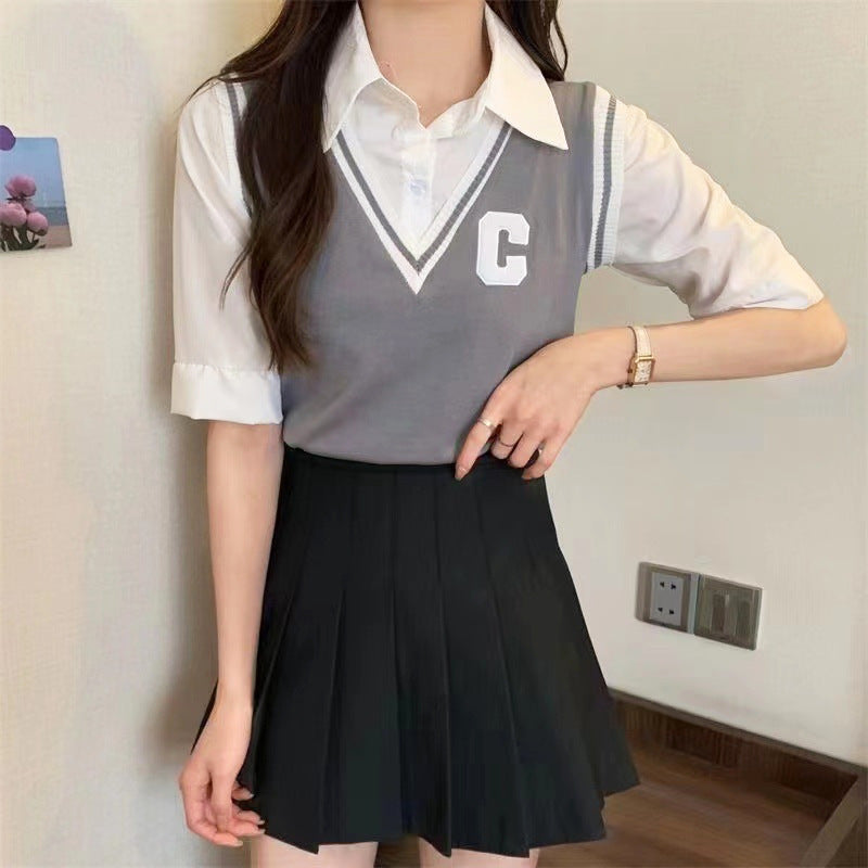 Women's Niche Design Short-sleeved Knitted Top