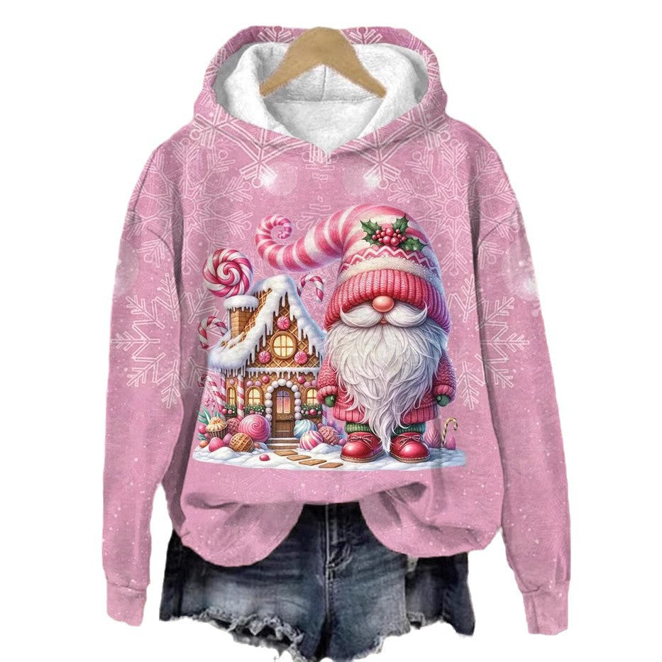 Festive 3D Christmas House Print Hoodie & Pullover Sweater