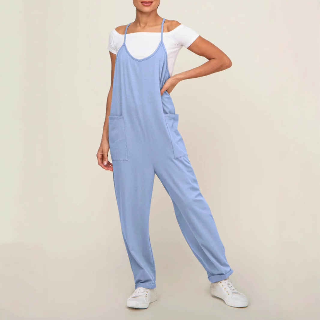 Women's Adjustable Pocket Wide-Leg Jumpsuit