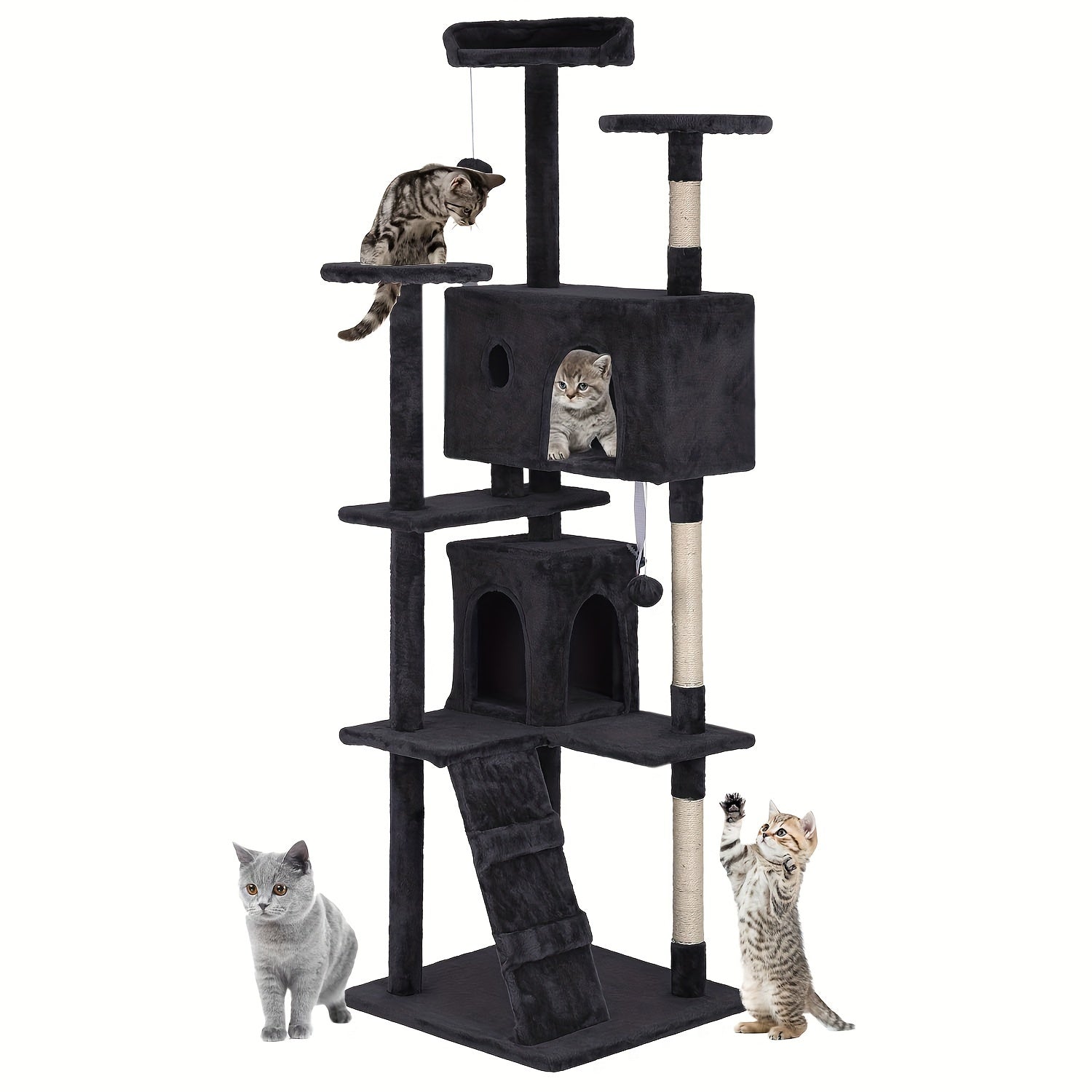 70/54 Cat Tree, Large Cat Tower Beautiful Perfect Gift For Cats, Multi-level Furniture Activity Center With Scratching Post Stand House Apartment Fun Toy Kitten Pet Playhouse, Easy To Assemble, Gift