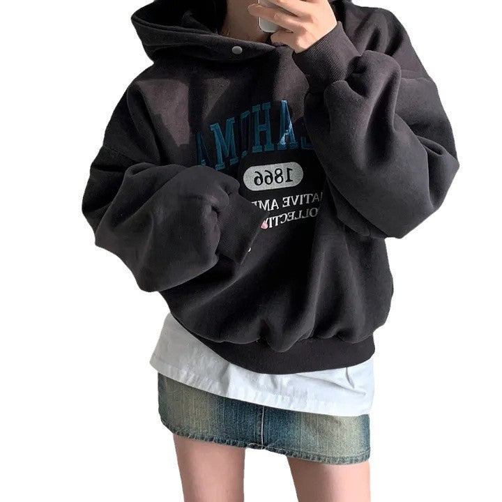 Cozy Embroidered Velvet Padded Pullover Sweater