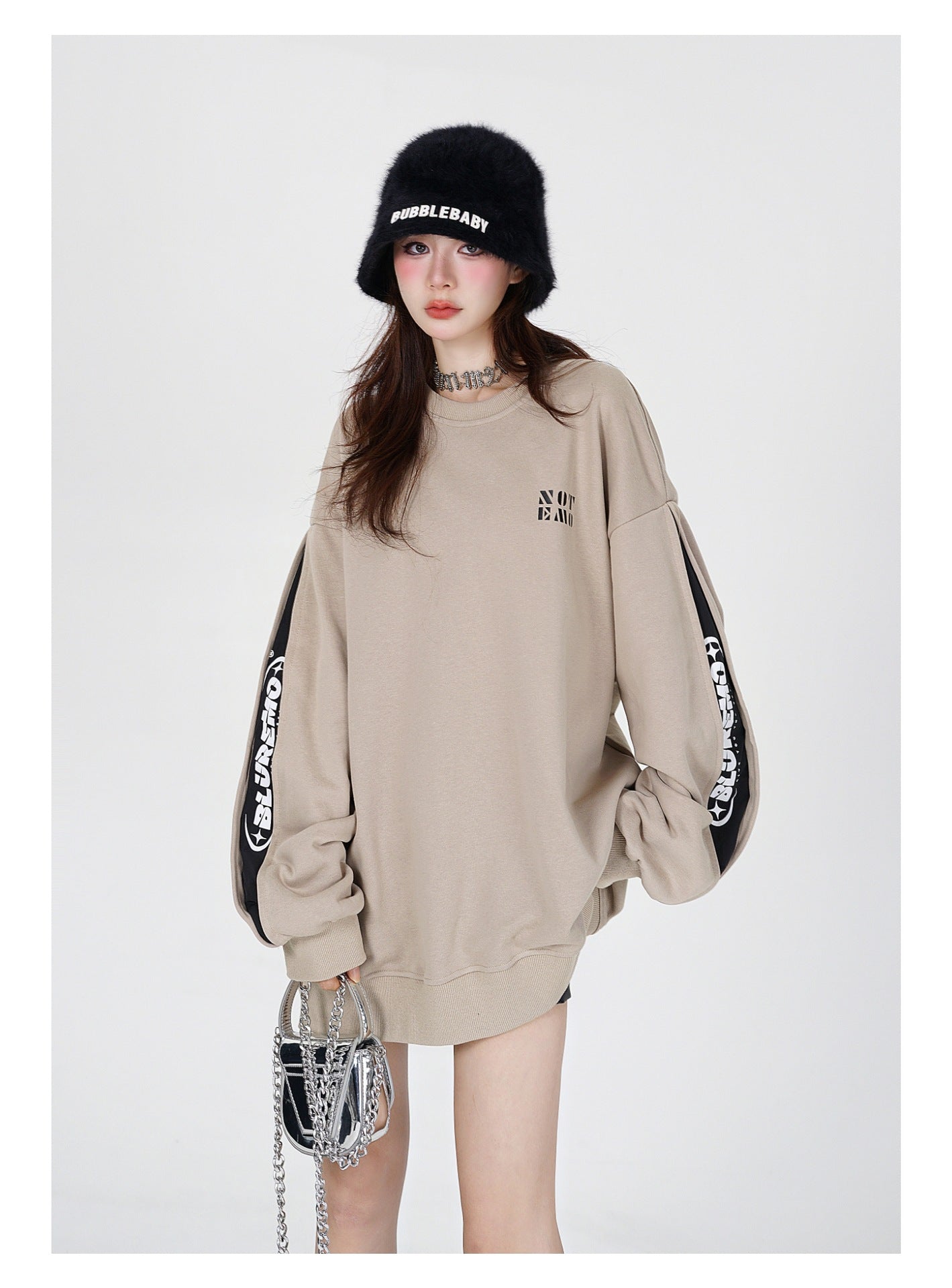 Contrast Letter Print Crew Neck Sweatshirt
