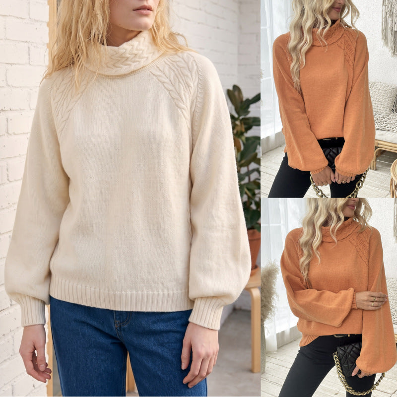 Womens Fallwinter Straight-neck Turtleneck Sweater