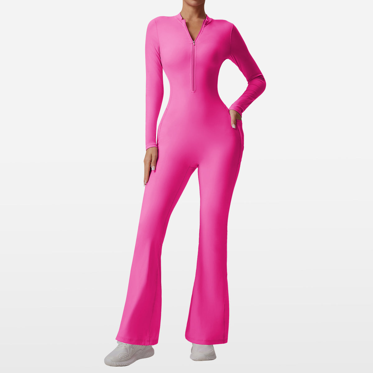 Slim-Fit Zip Long-Sleeve Yoga Jumpsuit