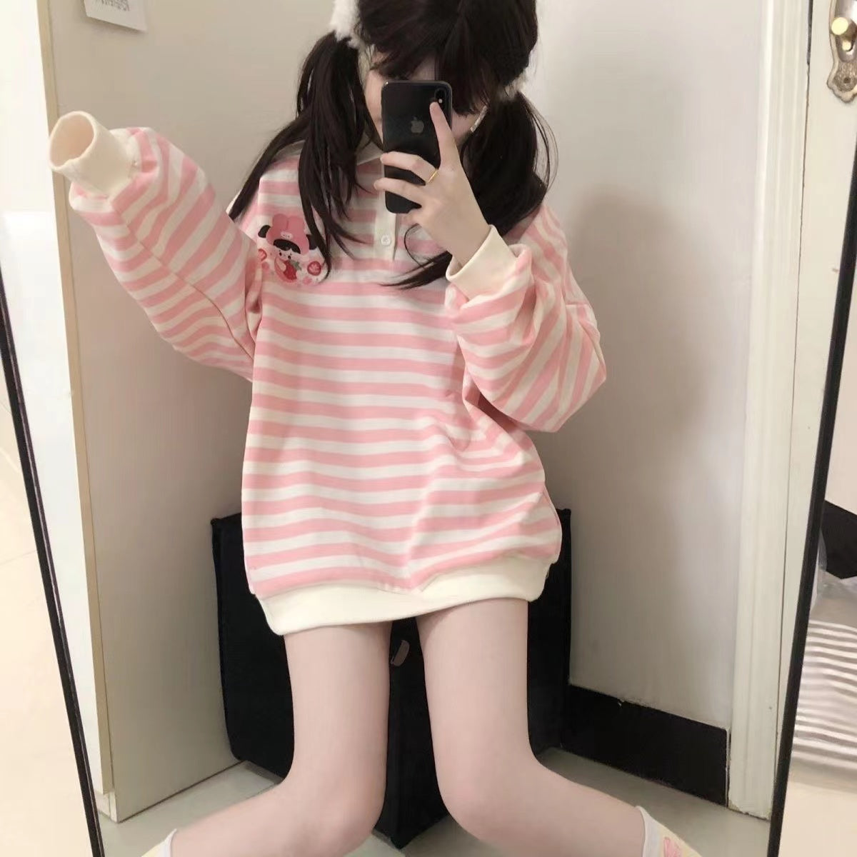 Chic Color-Block Casual Loose Fit Student Hoodie