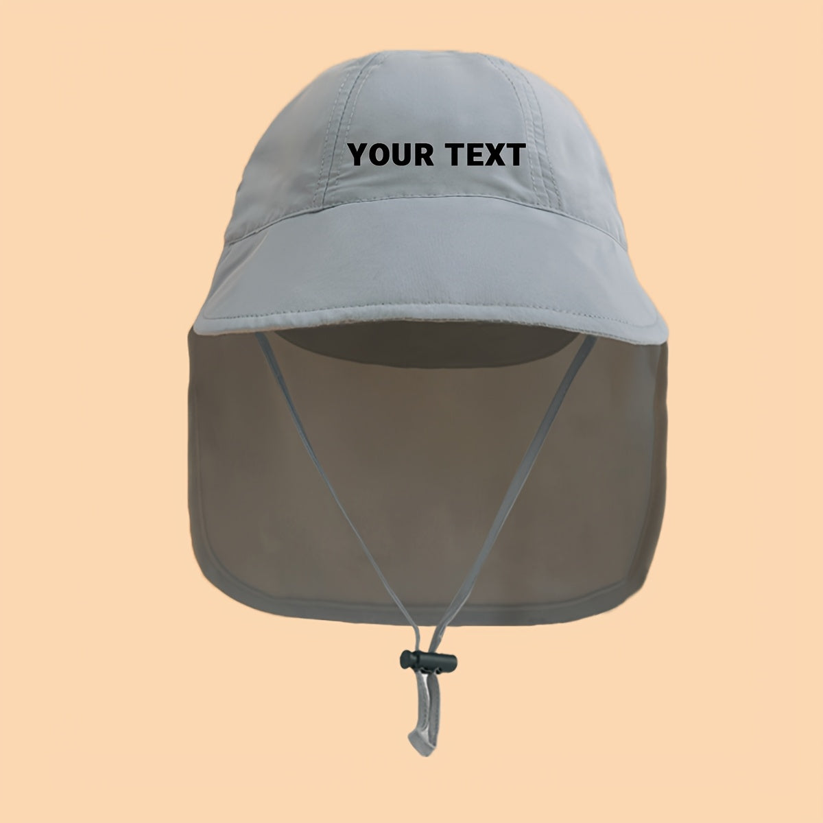 Kids Custom Bucket Hat with Neck Flap, Personalized Name/Date/Inspirational Word, Wide Brim, Adjustable Strap, 5-11 Years
