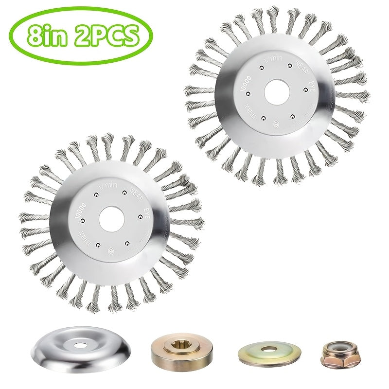 6‑8‑Inch Rotary Wire Trimmer Head with Four Accessories – Heavy‑Duty Weed‑Cutting Wheel for Driveways, Pavements and Dense Weeds, Fits 1‑Inch Blade Shaft