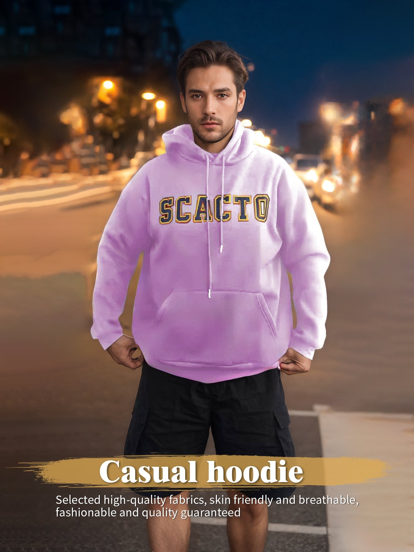 Unisex Stylish Solid Color Print Long Sleeve Hoodie