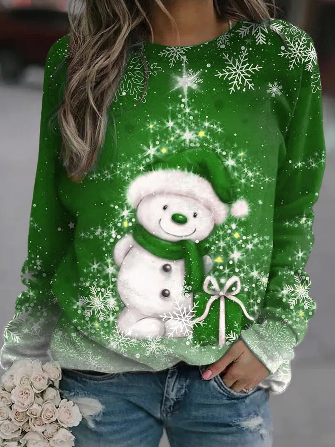 Women's Printed Round Neck Long-Sleeve Casual Sweater