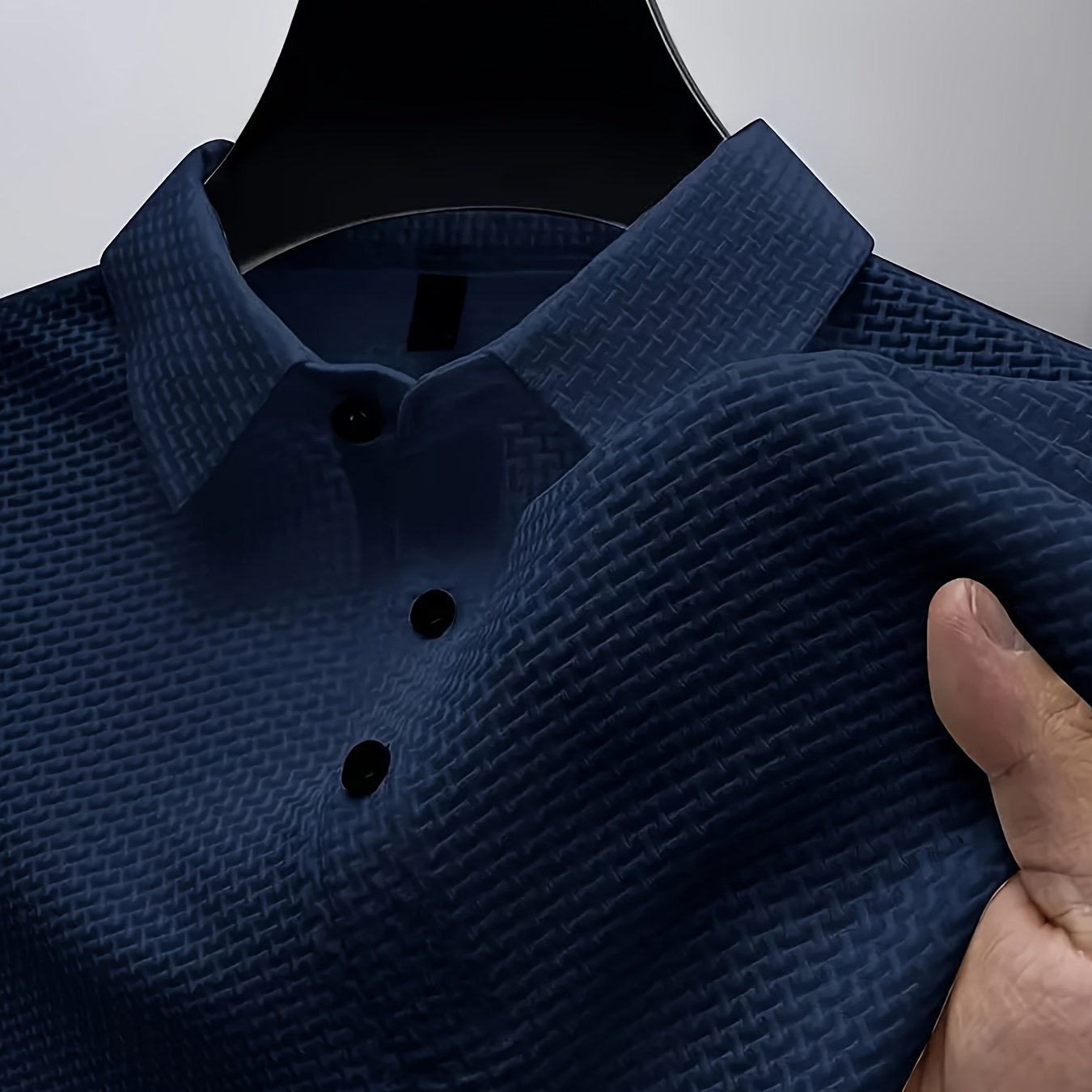 Men's Short Sleeve Golf Shirt, Breathable Stretch Fabric, Loose Fit with Lapel Collar, Solid Color
