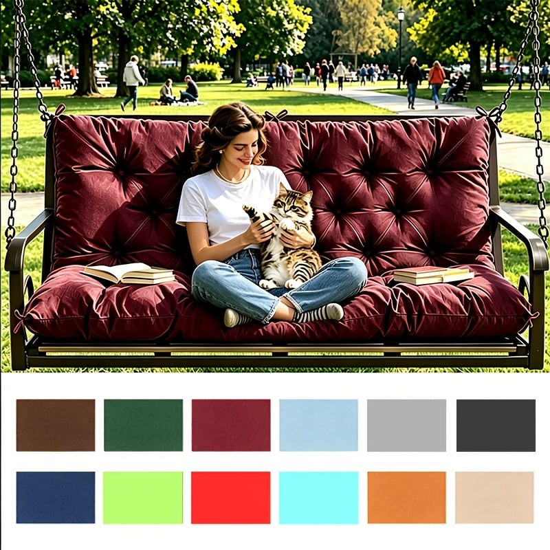 Porch Swing Cushions Outdoor Waterproof Thickened 5" Backyard Swing Cushion with Backrest And Ties 2-3 Seat Outdoor Swing Cushions Replacement for Porch Patio Garden Lawn 60/48/40X40X5 INCH