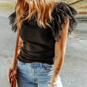 Flirty Ruffle Sleeve Pullover Top – Casual Short‑Sleeve Chic