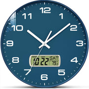 Silent Wall Clock With Large LCD Display - 12/ Inches, Multi-color Dial, Perpetual Calendar And Temperature, Metal Frame, Modern Home Decoration, Bedroom, Kitchen, Office, Living Room Wall Clock