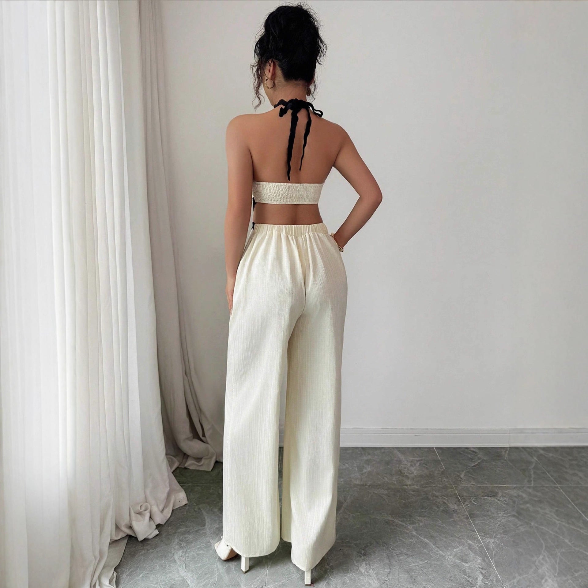 Chic Wave Lace Halter Jumpsuit for Women