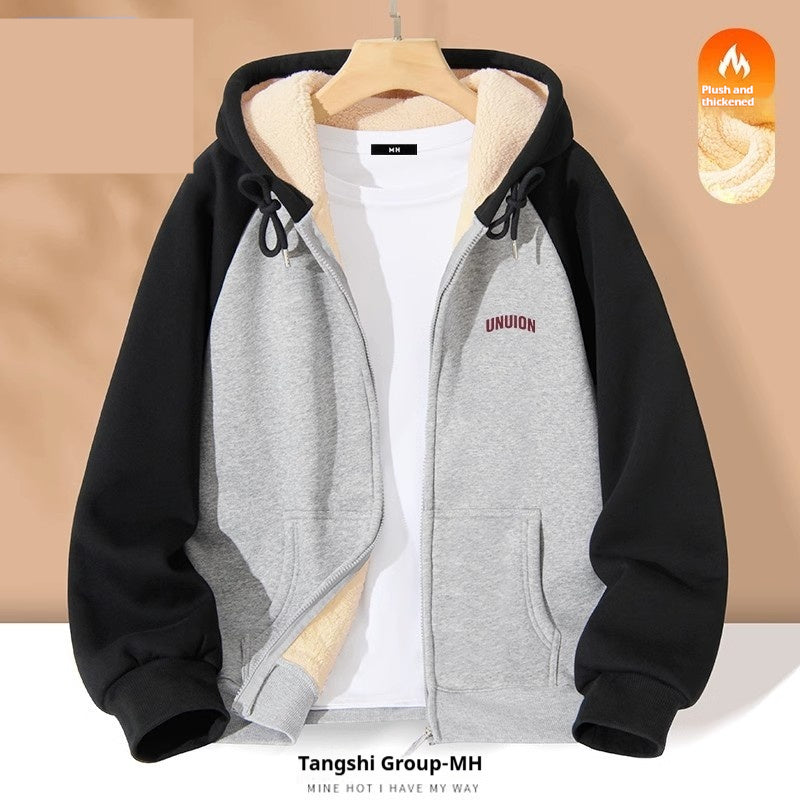 Cozy Fleece-Lined Colorblock Casual Women's Cardigan