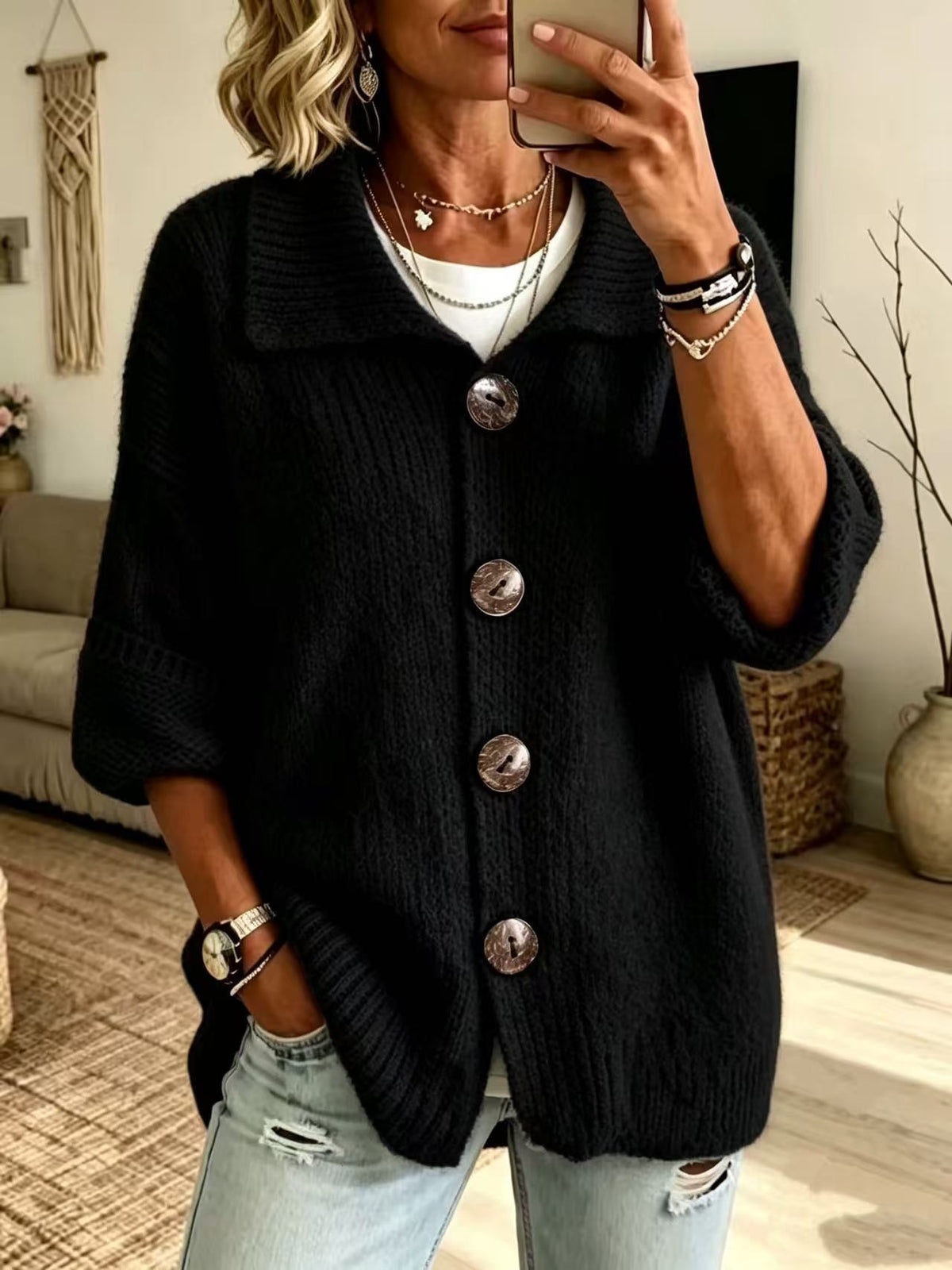 Button-down Knitted Sweater Cardigan New Fallwinter Style