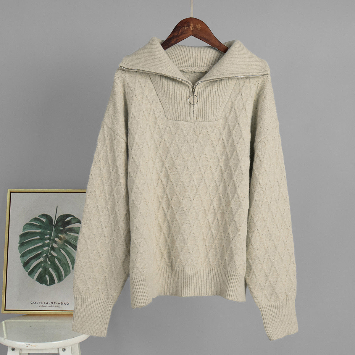 Women's High-neck Half Zip Sweater