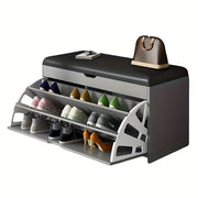 [Shoe Bench with Flip-Drawer] Freestanding Shoe Rack - Shoe Bench with Flip-Drawer and Seat Cushion for Entryway