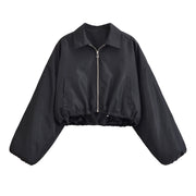 Autumn Short Jacket With Turn-down Collar