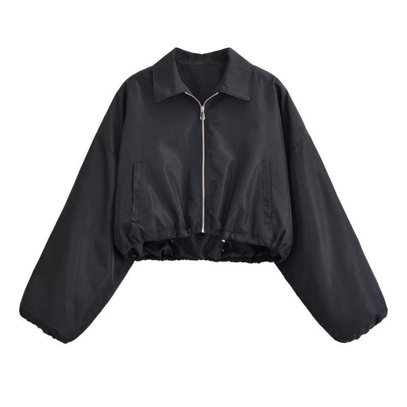 Autumn Short Jacket With Turn-down Collar