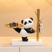 Chic Resin Panda Jewelry Tray with Metal Stand - Elegant Organizer for Rings, Bracelets, Necklaces - Ideal Gift for Elderly, Friends, Teachers - Decorative Bedroom Accessory