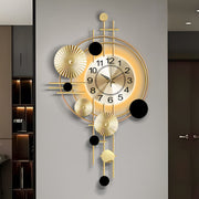 Modern Metal Golden Wall Art Clock, 31 * 18 Inch LED Decorative Wall Clocks, Silent No-Ticking Large Wall Clockn, Crown Flat Design, For Living Room Bedroom Kitchen Cloakroom Decor Gifts