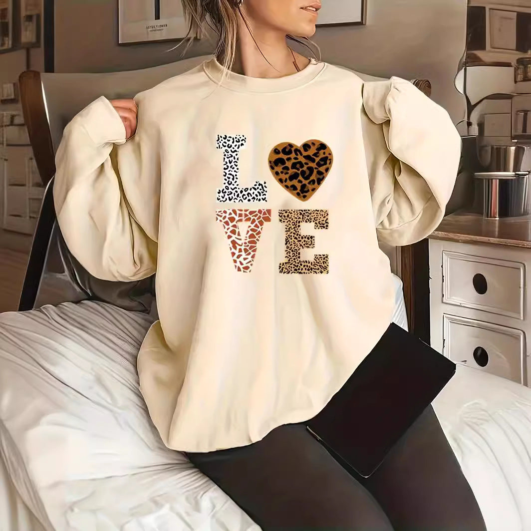 Plus Size Leopard Heart Sweater for Women