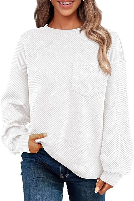 Cozy Drop-Shoulder Textured Long-Sleeve Sweater