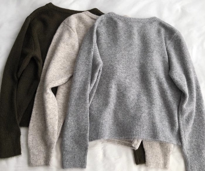 Retro Crew Neck Knitted Cardigan for Women