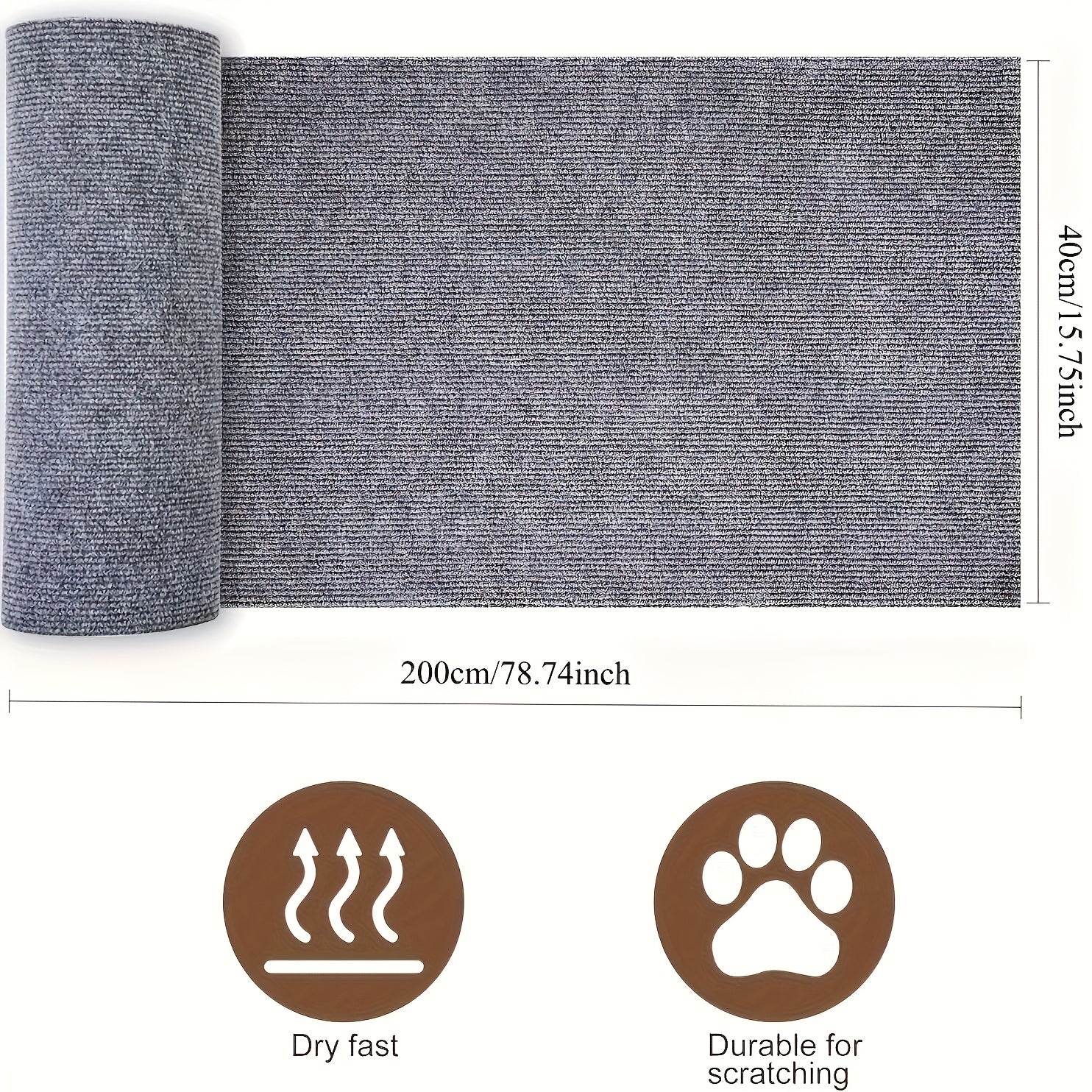 Trimmable Cat Furniture Protector With Self-adhesive Scratch Pad To Protect The Sofa, Door, And Cat Tree Frame From Claw Damage (gray, 78.7 X 15.8)