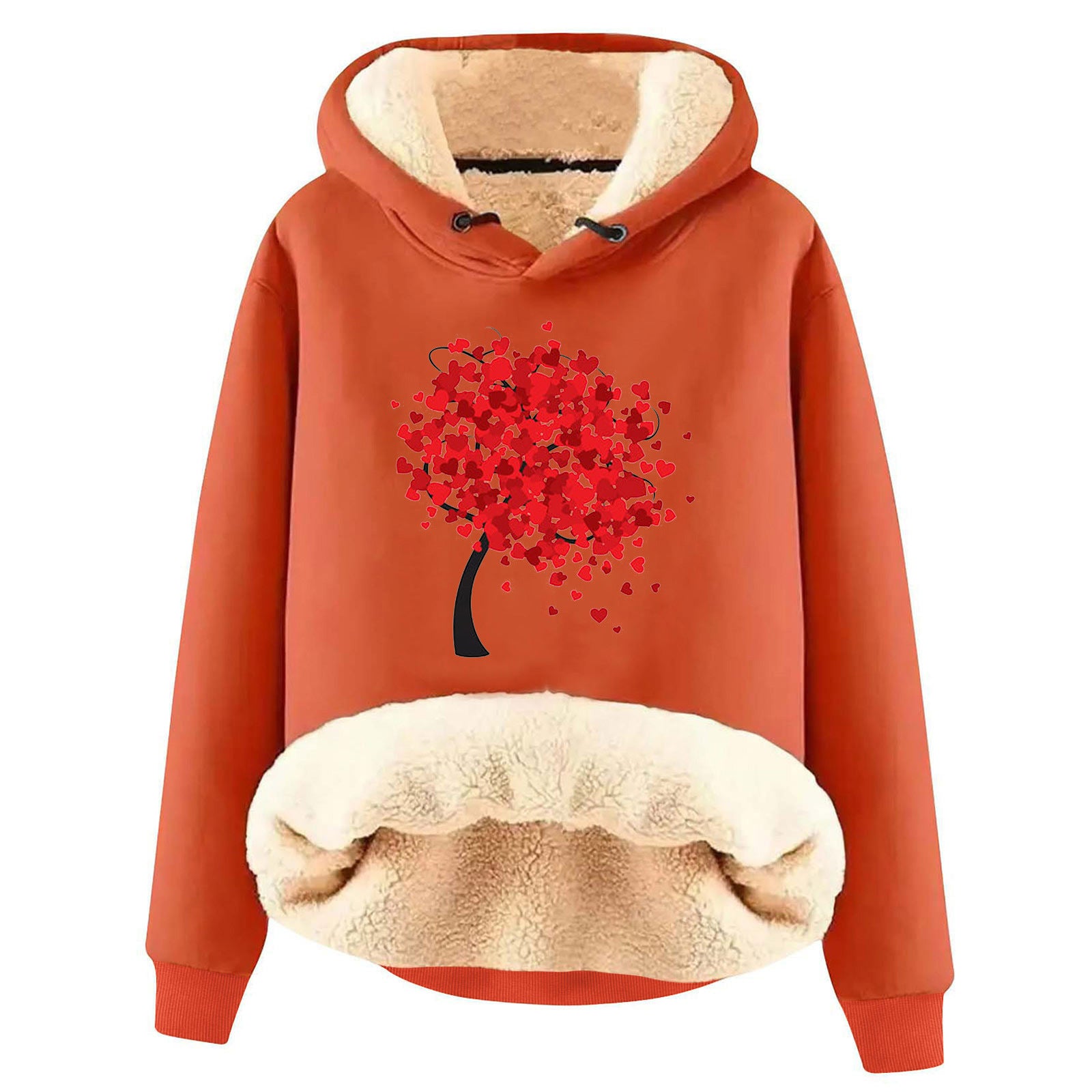 Fleece-Lined Warm Loose Hooded Pullover Sweatshirt