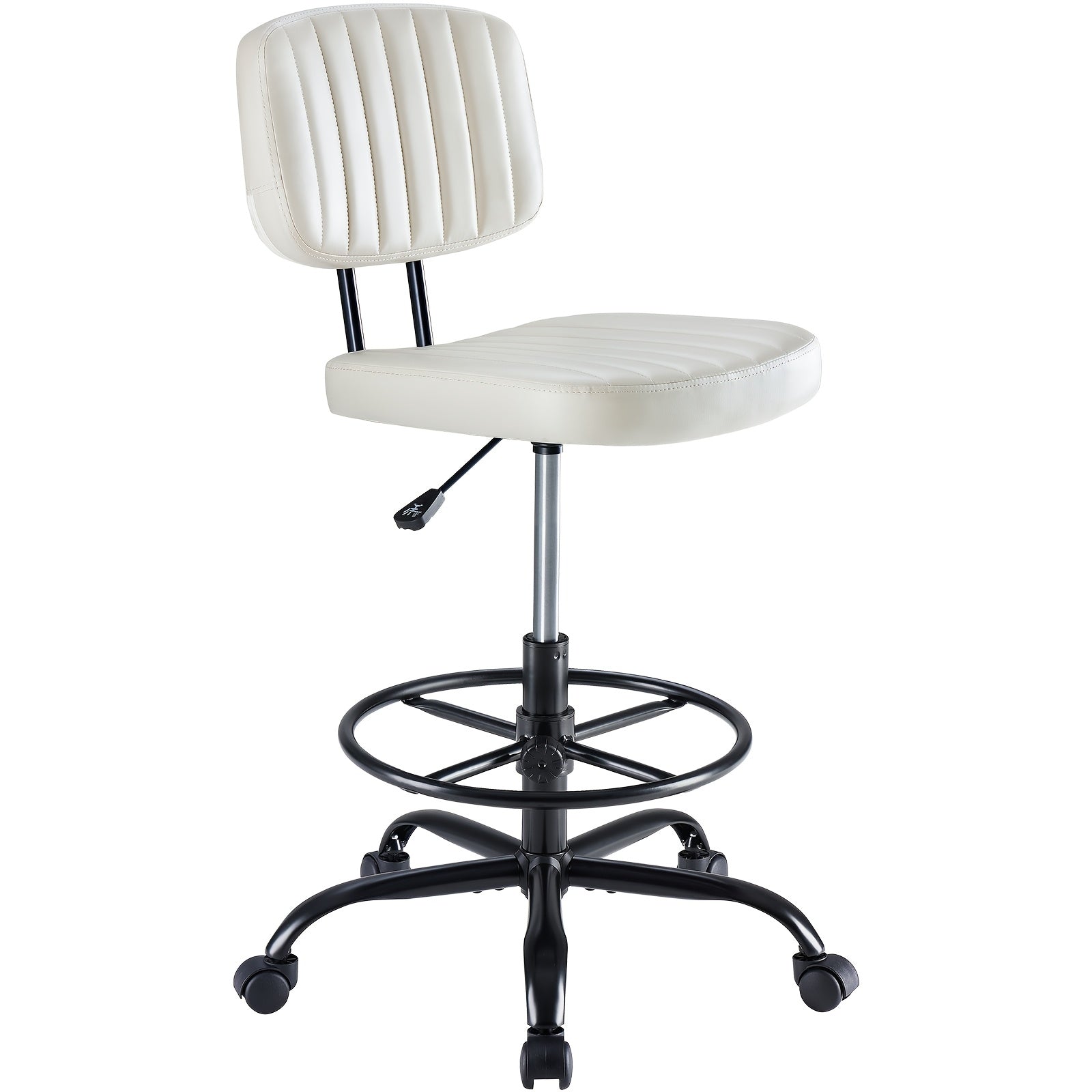 Low-Back Armless Drafting Chair with Adjustable Footrest Ring