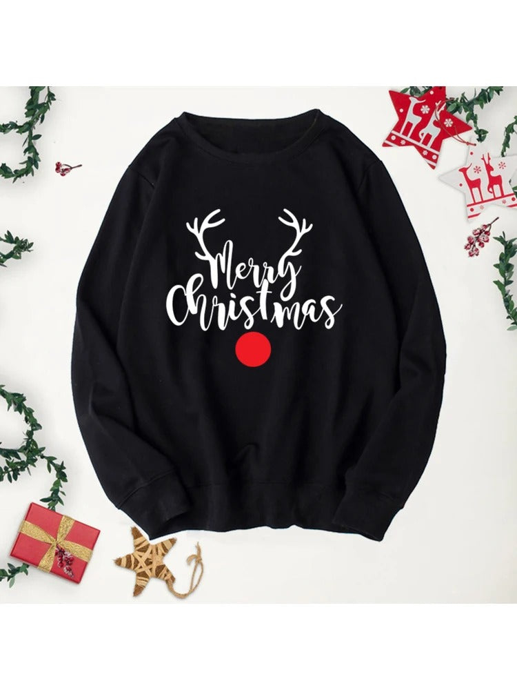Unisex Cartoon Long Sleeve Cotton Terry Pullover Sweater