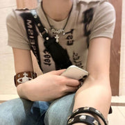 Retro Sweet & Spicy Anime Graphic Slim-Fit Tee – Khaki