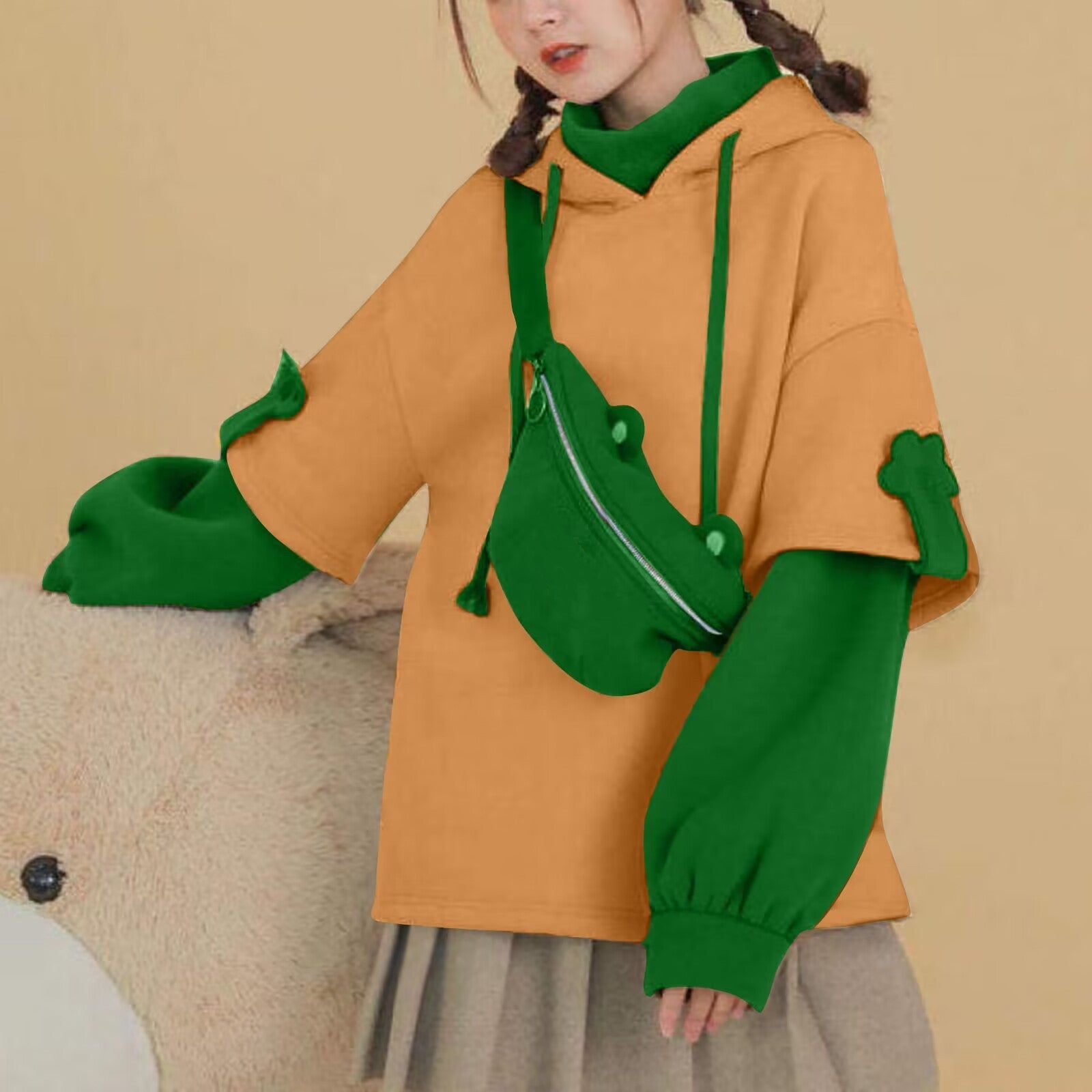 Chic Color-Block Long-Sleeve Women's Blouse