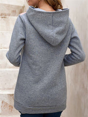 Color Block Fleece Hooded Sweatshirt for Women