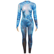 Women's 3D Print High-Waist Slim Fit Bodysuit
