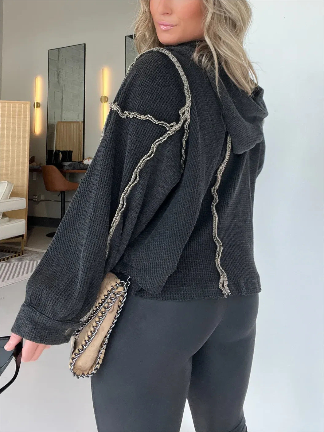 Cozy Frayed Hem Women's Sweater for Autumn & Winter