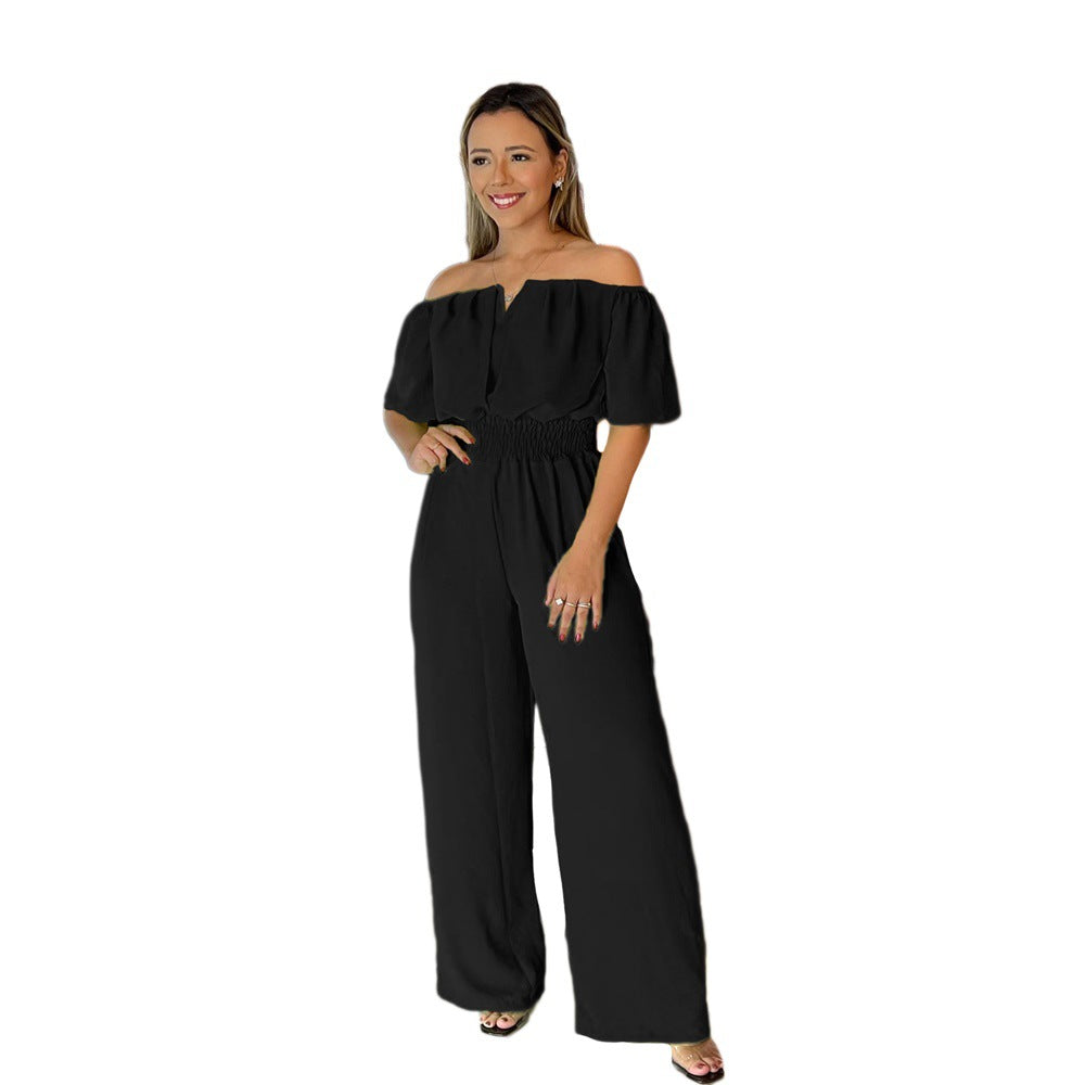 Chic Open-Back Waist-Cinching Casual Jumpsuit