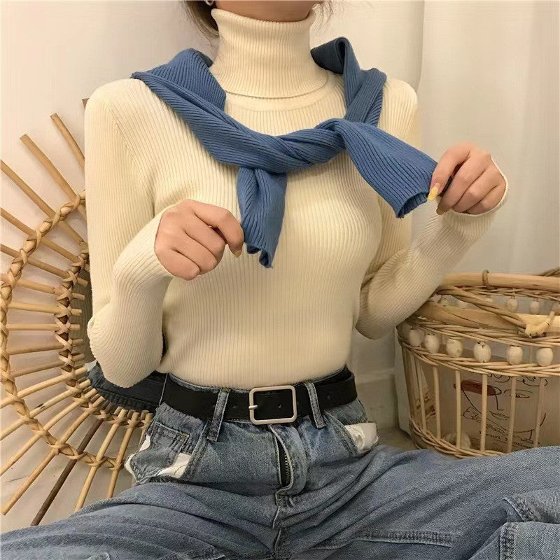 Slim-Fit Mock Neck Long-Sleeve Layering Sweater