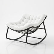 [Rocking Chair with Cushion] Patio Swing Chair, Bird's Nest Rocking Chair, with Thickened Cushion, Egg-Shaped Rocker, Outdoor And Indoor Ultra-Large Rocking Chair, Modern Metal Leisure Rocker with Thickened Cushion, Ergonomic Design, Smooth Swinging, Easy