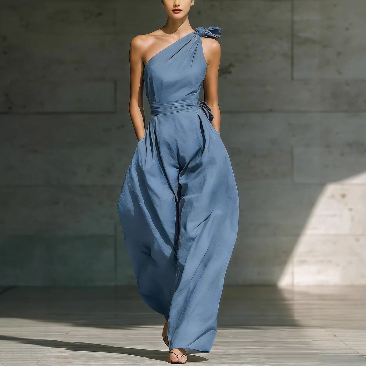 Chic Off-Shoulder Wide-Leg Belted Jumpsuit