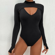 Women's Solid Hollow-Out Tight Jumpsuit