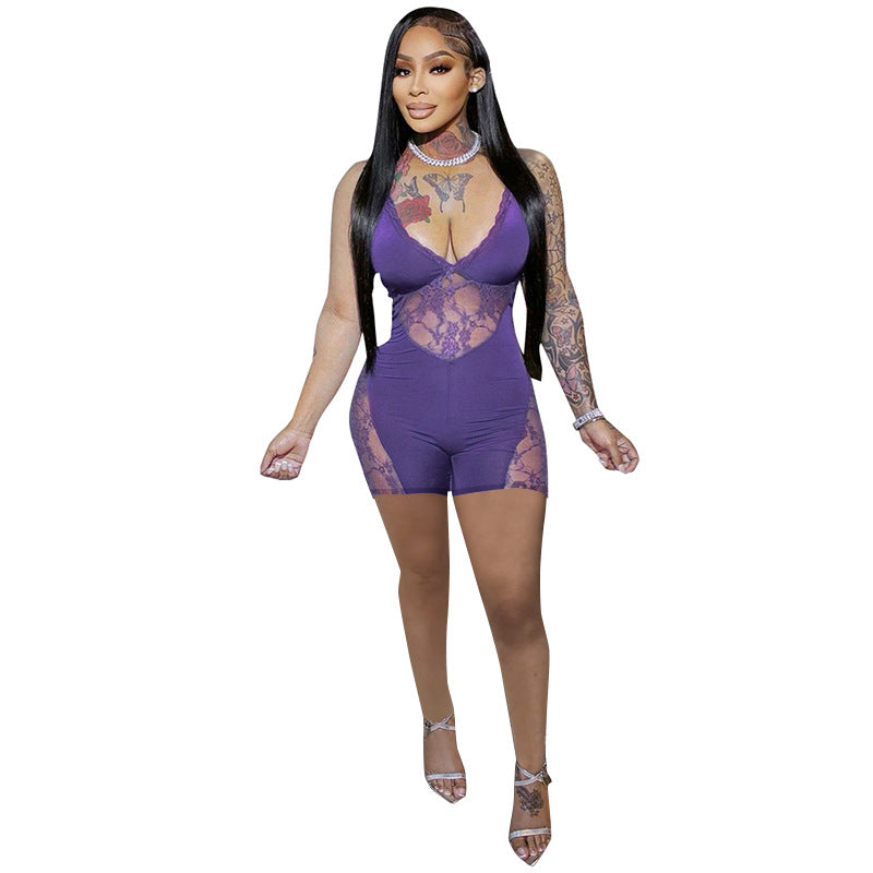 Women's Lace See-Through Slim Fit Casual Romper