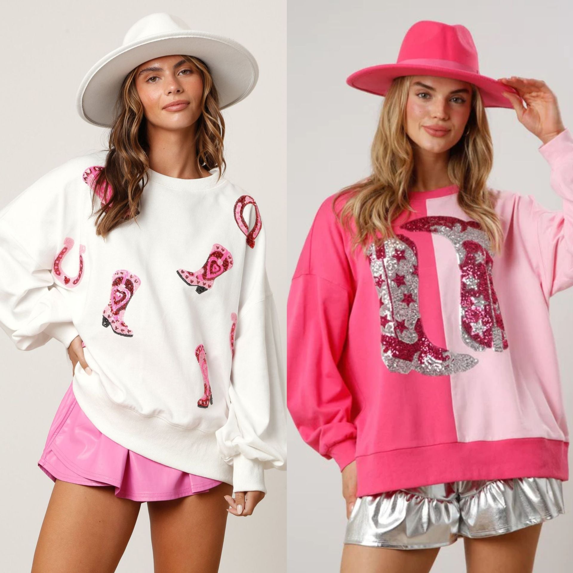 Women's Sequined Color-Block Long-Sleeve Sweater