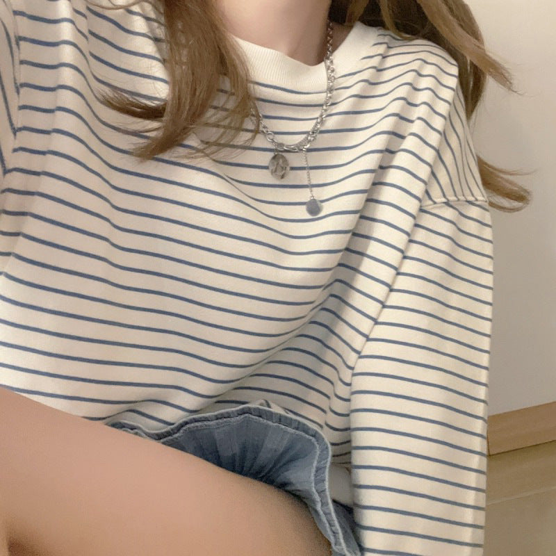 Korean Chic Striped Loose Pullover Sweater