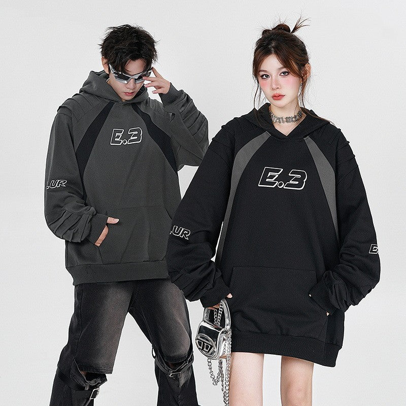 Dark High Street Oversized Colorblock Hoodie