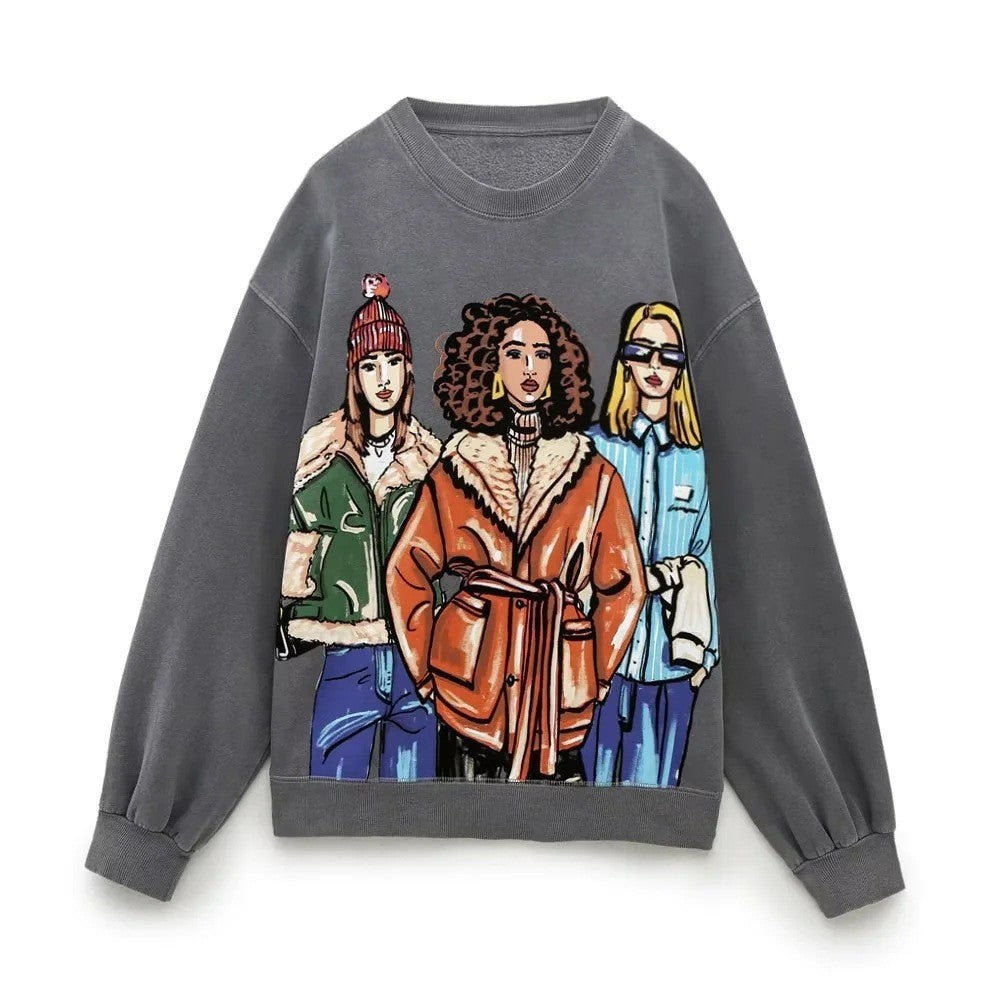 Women's 3D Digital Print Casual Long Sleeve Sweater