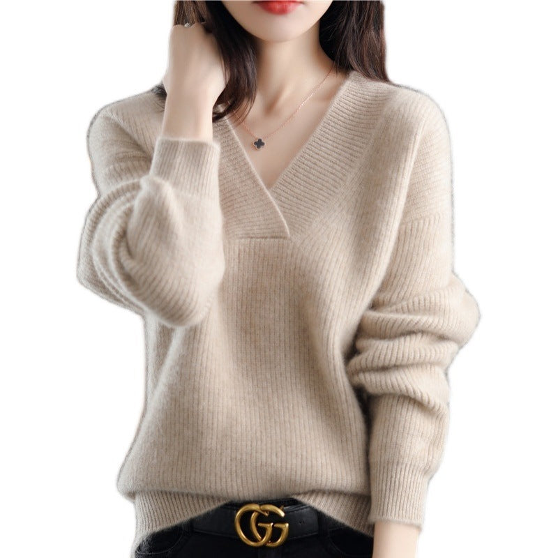 Women's Cozy V-Neck Loose Knit Sweater