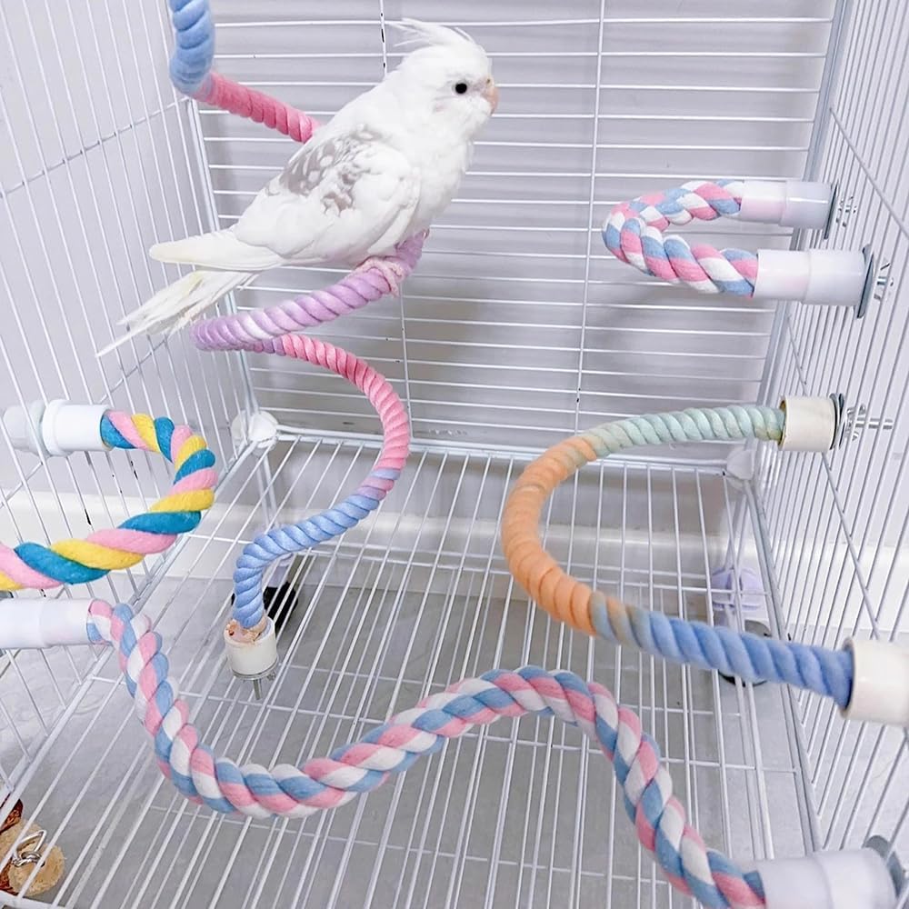 Colorful Bird Perch Stand - Bendable Climbing Rope Toy